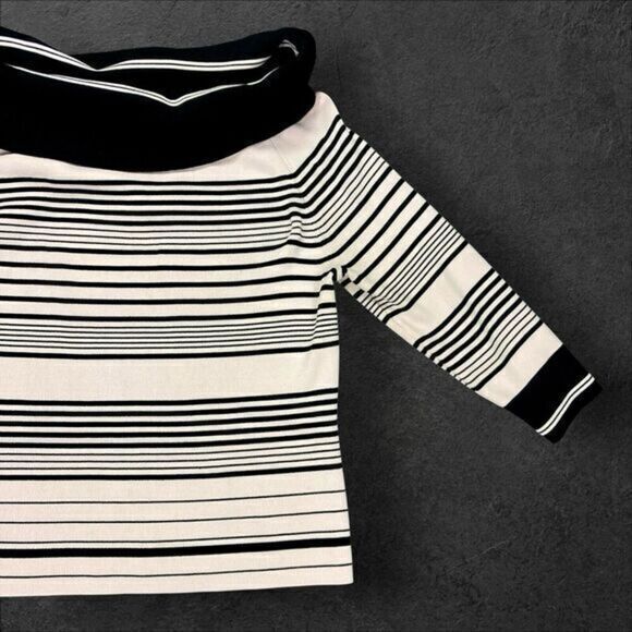 CYRUS Off The Shoulder Sweater Womens L Pink Black Trim Business Casual Pullover - Picture 4 of 13